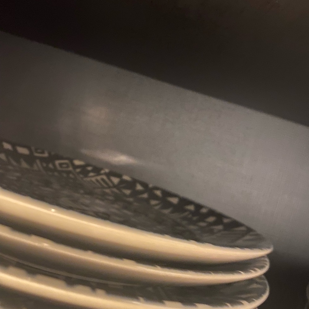 CB2 Corvo White And Black Patterned Salad Plate By Ackerman x 4 - Picture 3 of 3